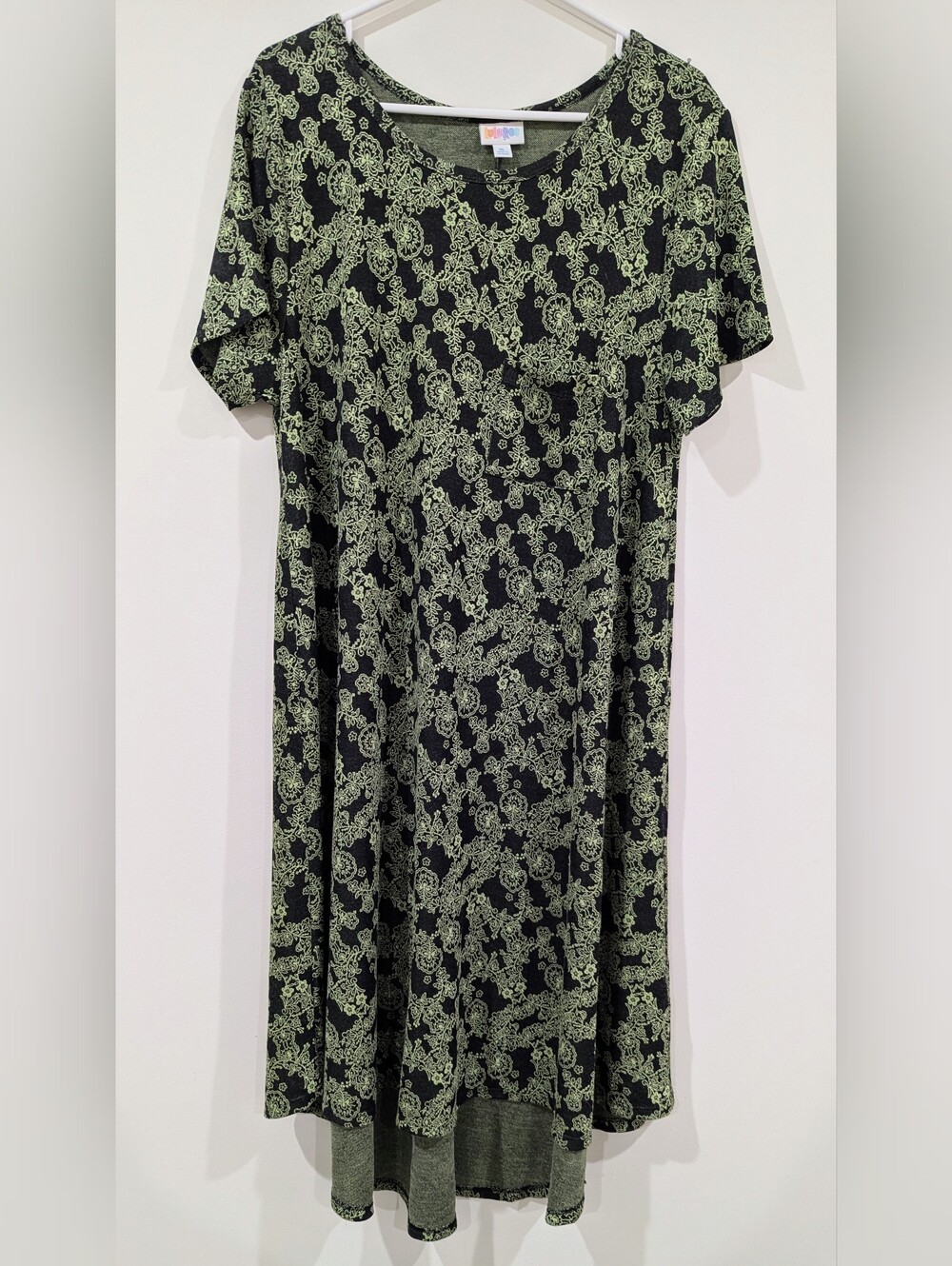 LuLaRoe Dress Black with Light Green Floral Print
